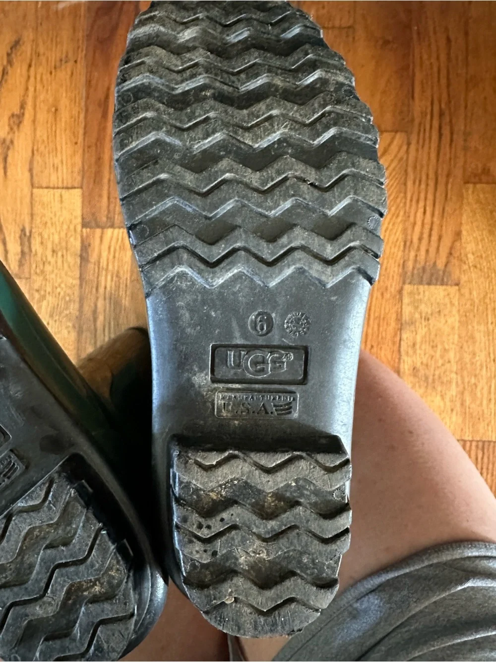 UGG Shaye Rain Boots Women’s 6 Pine Green Tall Waterproof Rubber Made USA
